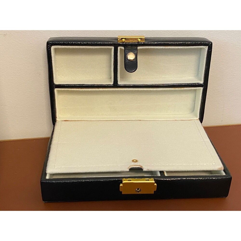 Vtg Floral Needlepoint Locking JEWELRY BOX Hand Stitched Black Zebra Small Lined - Picture 8 of 16